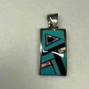 Cecil Ashley Sterling Silver Pendant with Turquoise and Opal Inlays